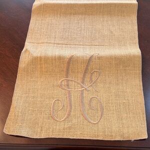 Elegant Tan Monogrammed Table Runner 70”x14”